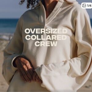 DAILY DR!LLS White Oversized Collared Sweatshirt